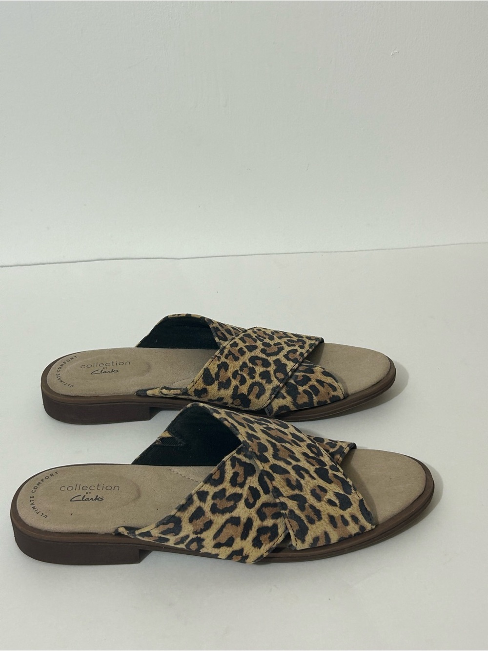 Clarks Womens Brown Leopard
Print DeClan Ivy Cross Slide
Comfort Sandals Size 7